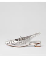 Fenia Silver Leather Slingbacks