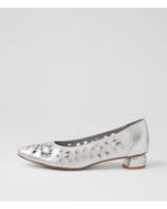 Fidda Silver Leather Flat Shoes