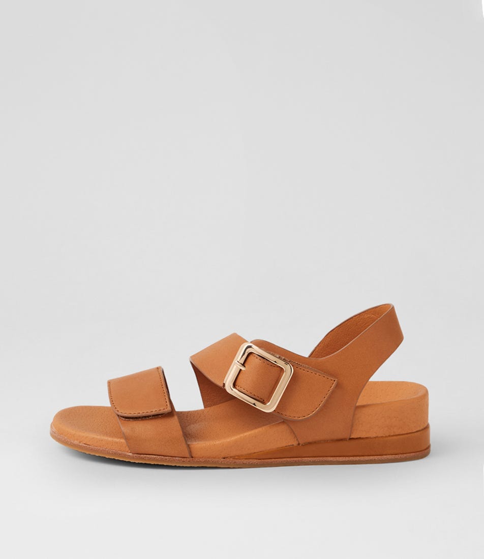 Flared Tan Leather Sandals
