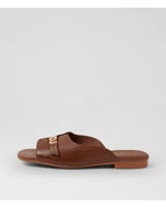 Gallia New Cognac Leather Slides