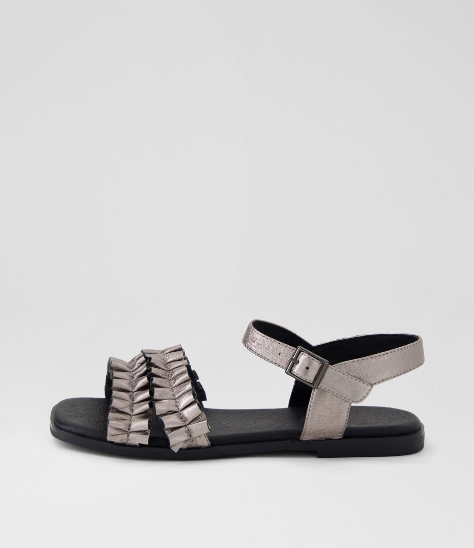 Graca Pewter Leather Sandals