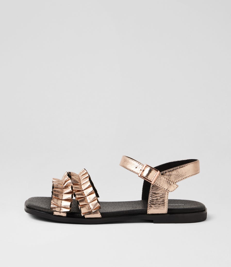Graca Pale Rose Gold Leather Sandals