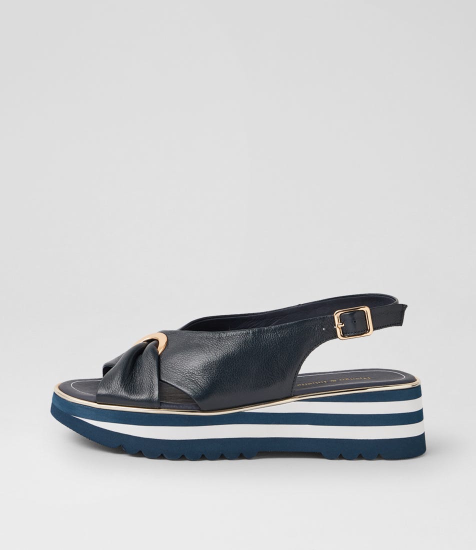 Hoaka Navy Leather Slingbacks