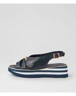Hoaka Navy Leather Slingbacks