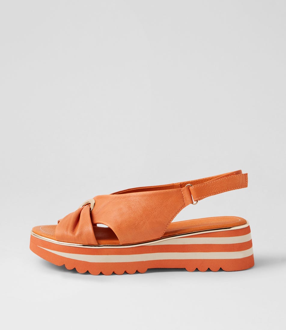 Hoaka Orange Leather Sandals