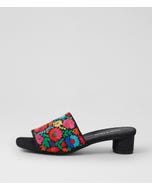 Heppzia Black Bright Fabric Sandals