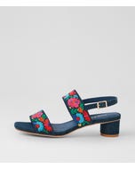 Harella Navy Bright Fabric Slingbacks