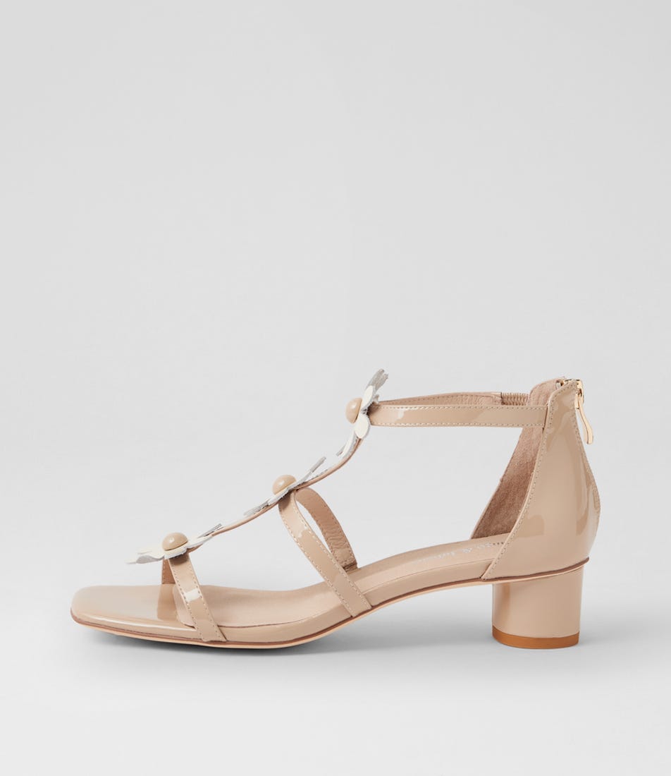 Herut Cafe Ivory Patent Leather Heeled Sandals