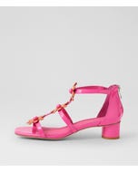 Herut Fuchsia Orange Patent Leather Heeled Sandals