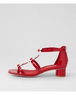 Herut Red White Patent Leather Heeled Sandals