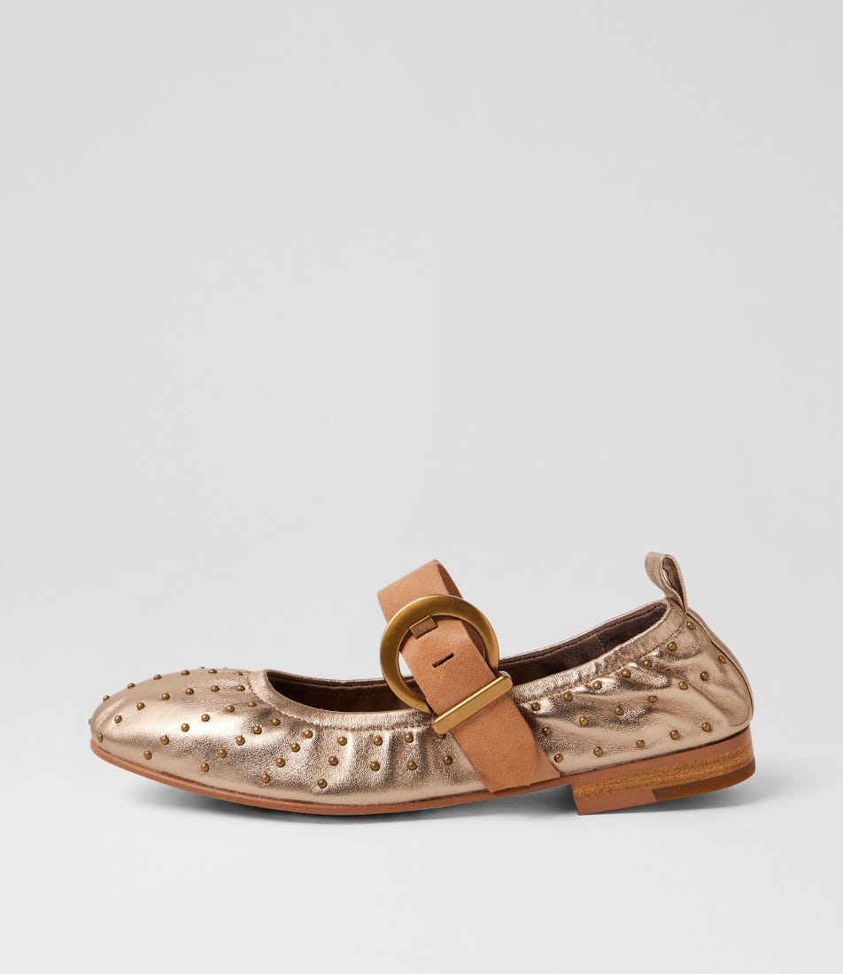 Ivon Champagne Tan Leather Ballet Flats