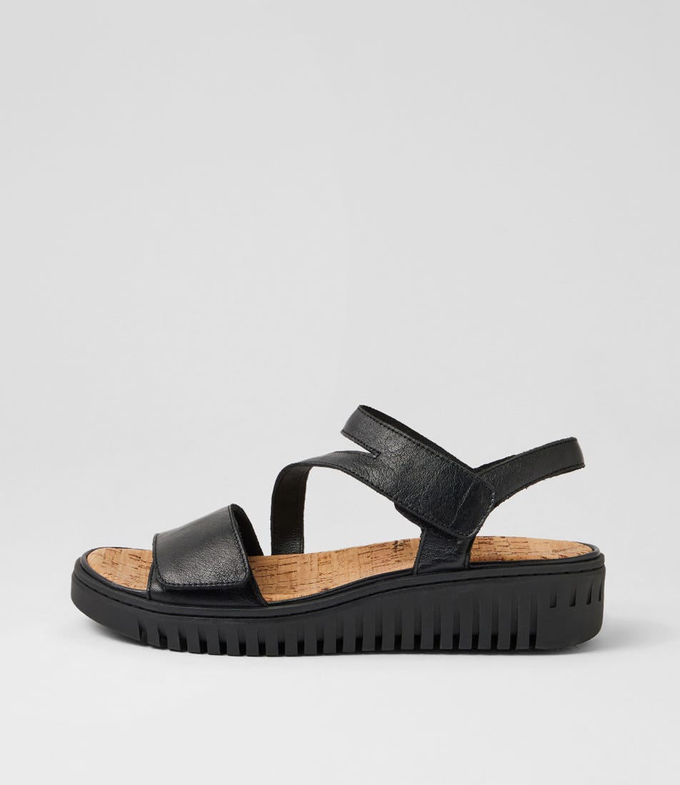 Inga Black Leather Sandals