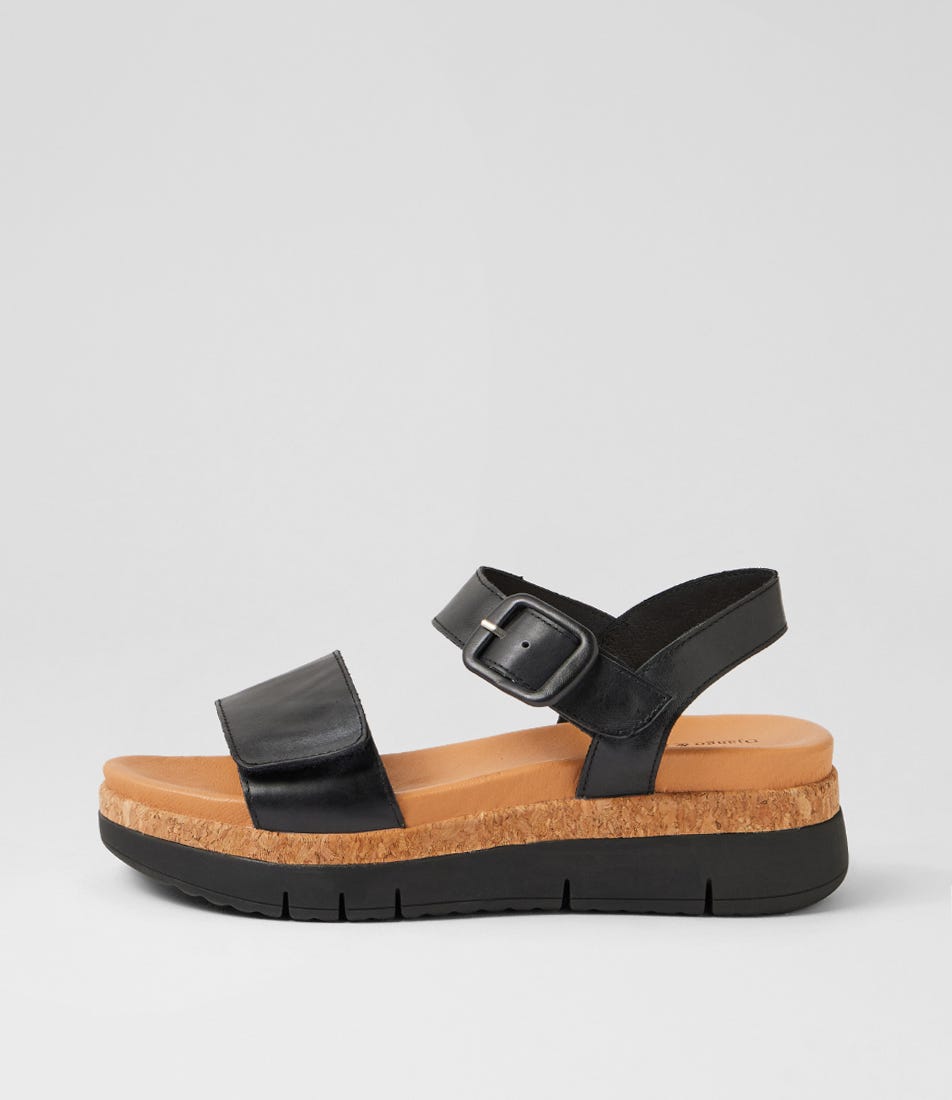 Jenica Black Leather Sandals
