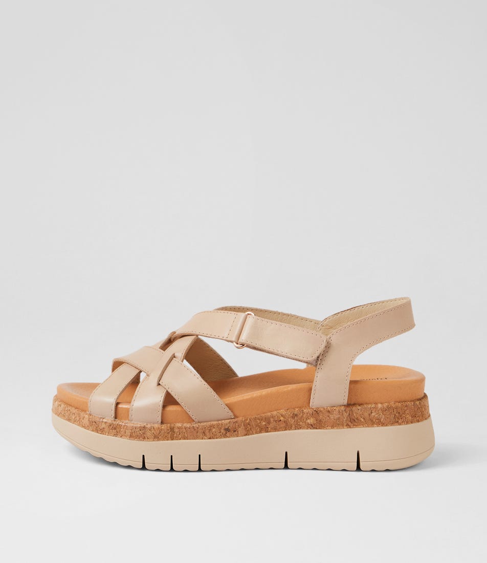 Jettea Camel Almond Leather Sandals