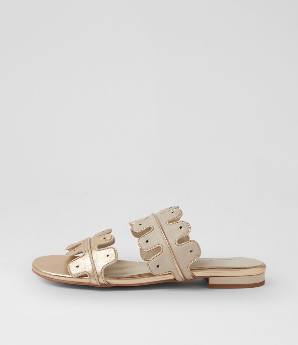 Keiko Gold Almond Leather Slides