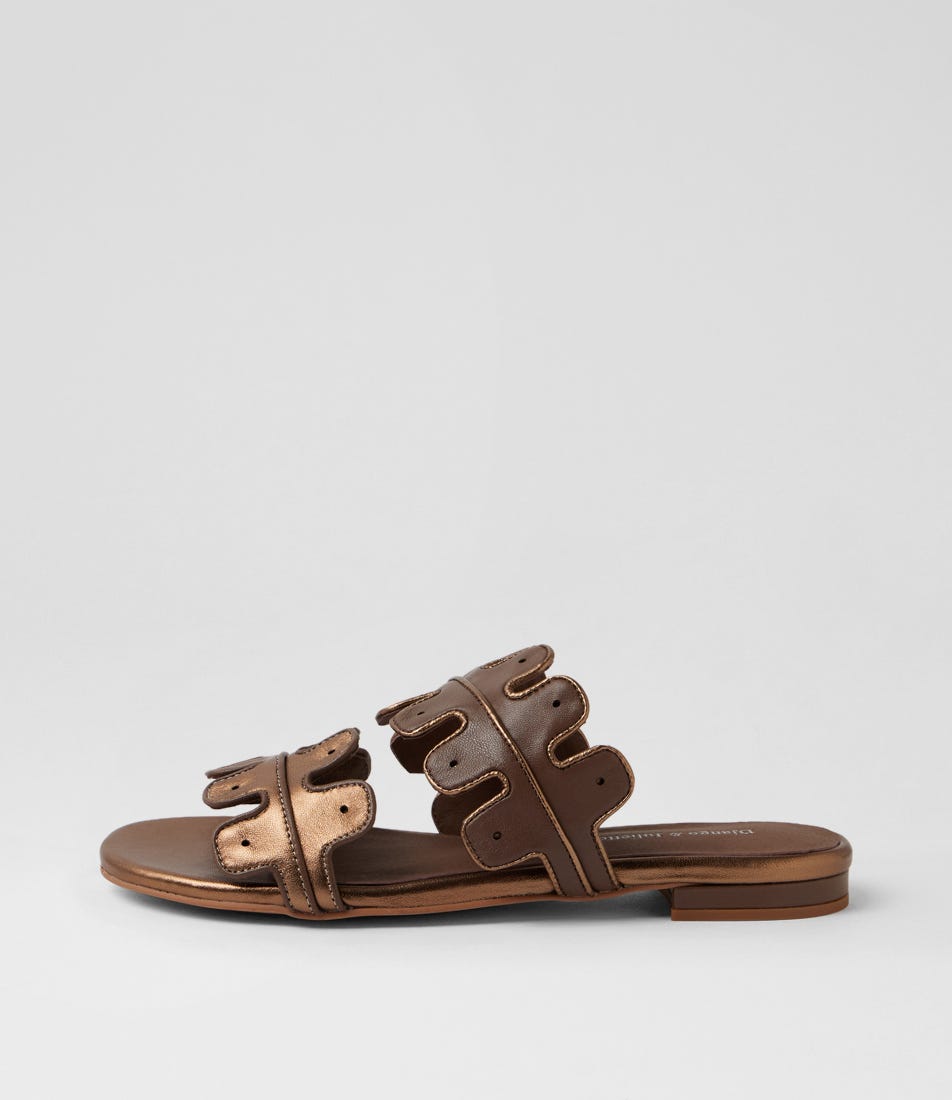 Keiko Bronze Mocca Leather Slides