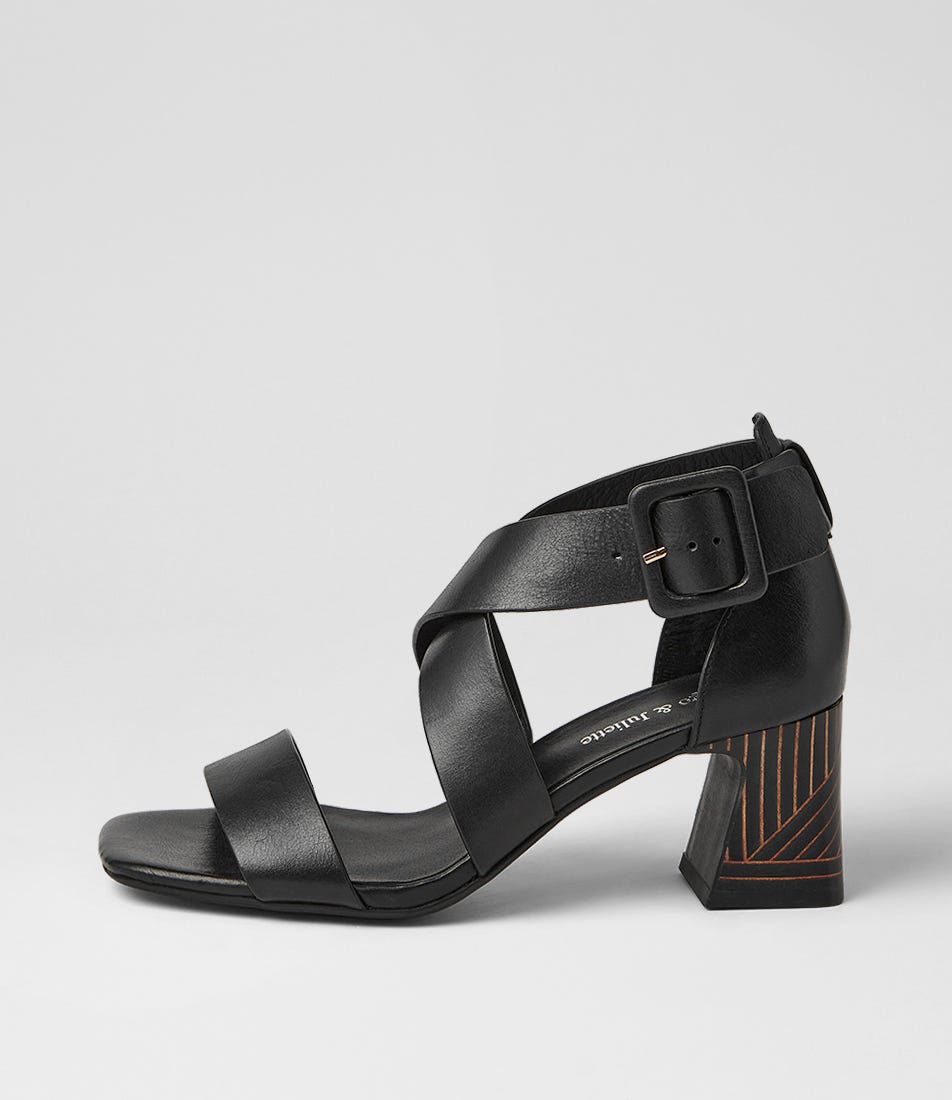 Korrin Black Leather Sandals