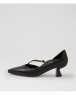 Laidy Black Leather Pump Heels