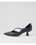Laidy Navy Leather Pumps
