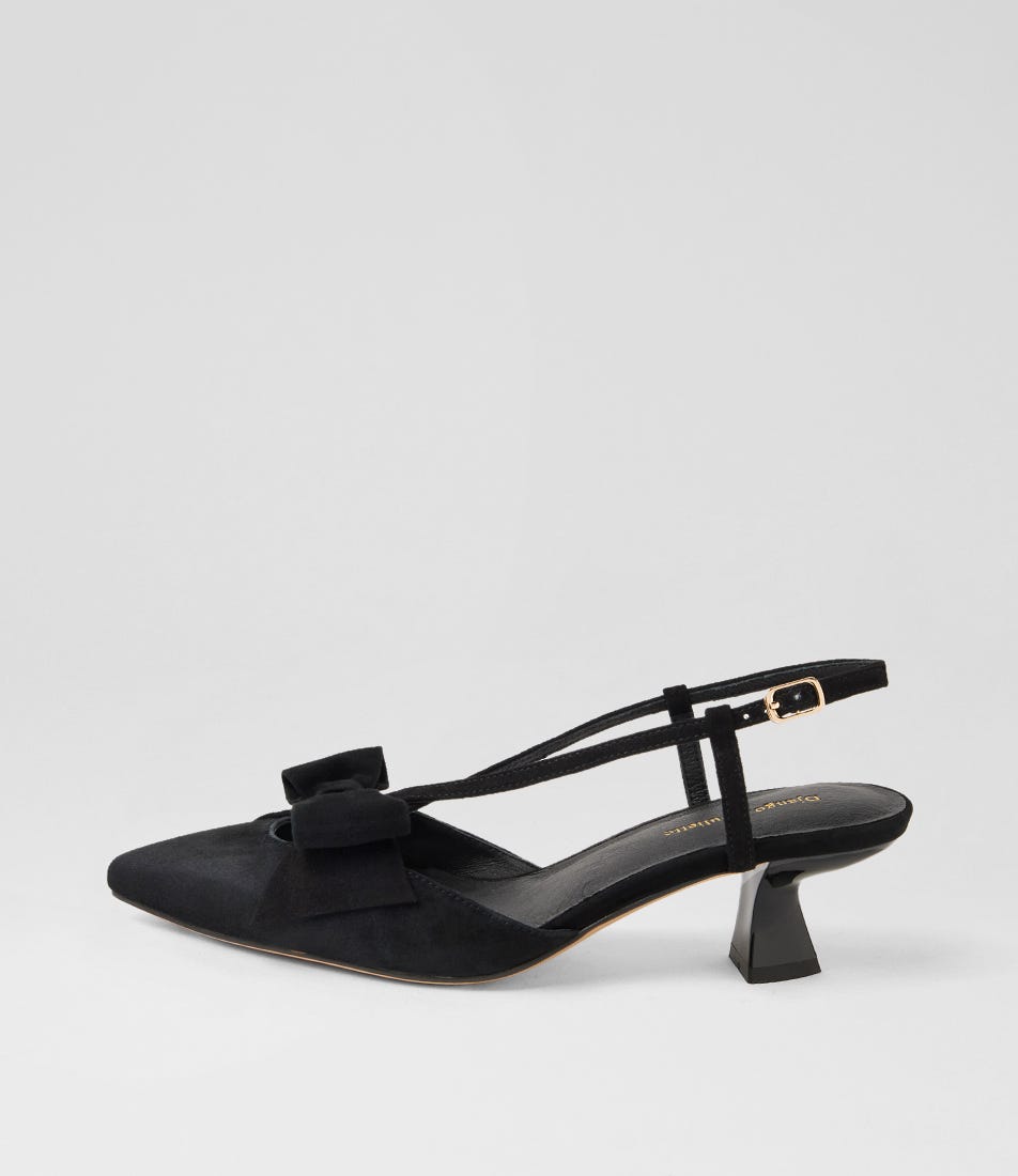 Lanetta Black Suede Heels