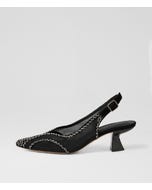 Lyna Black Shimmer Leather Heels