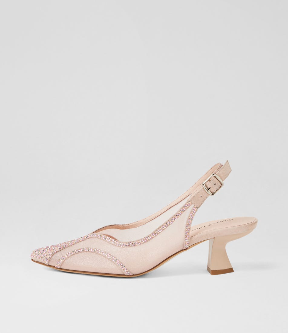 Lyna Nude Shimmer Leather Heels