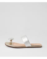 Loxley Silver Pale Gold Leather Slides