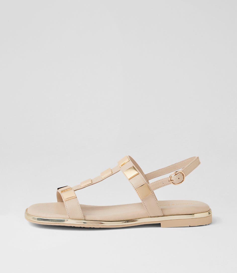 Neeli Vanilla Gold Leather Sandals