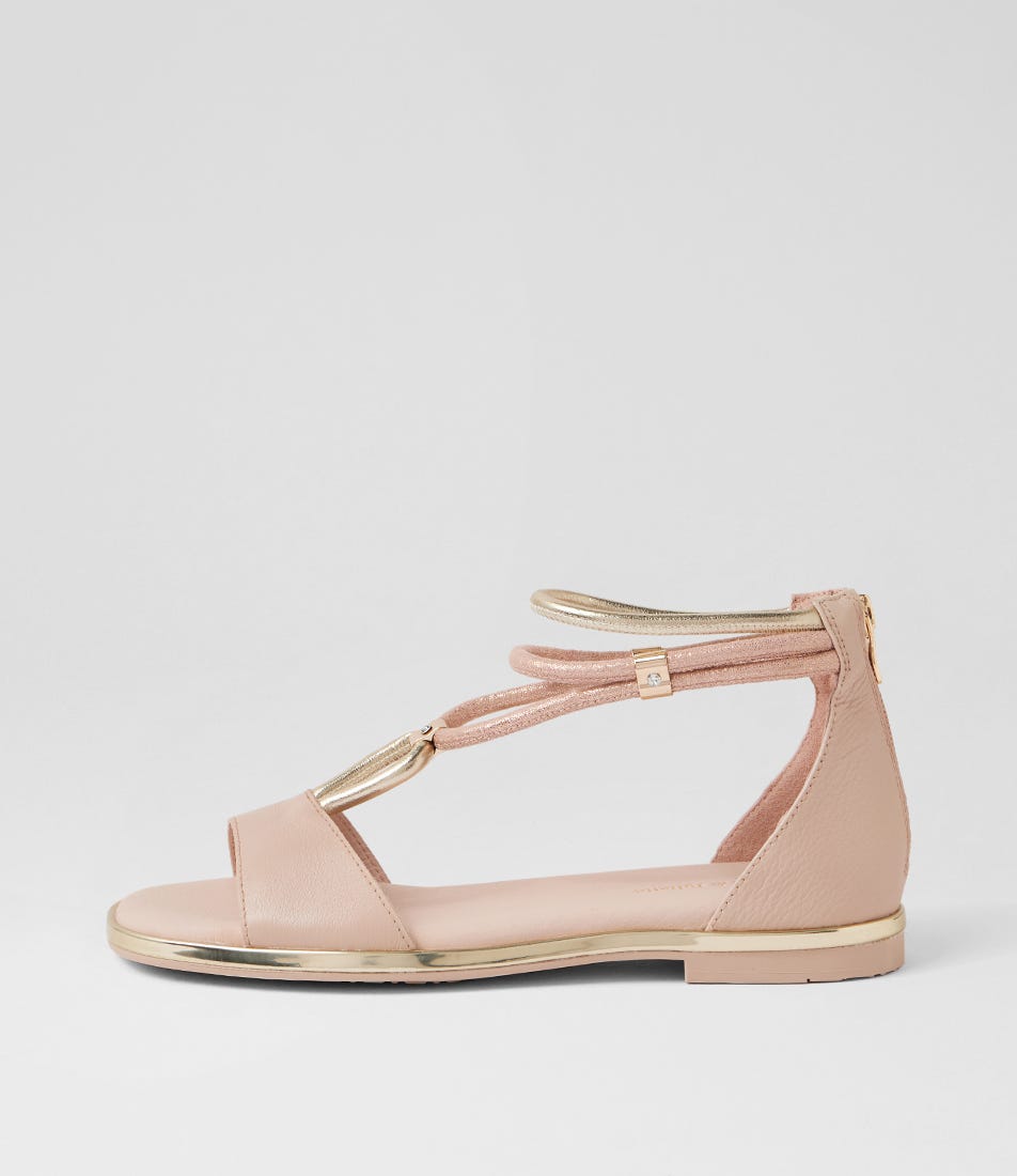 Noridce Nude Gold Nude Leather Elastic Sandals