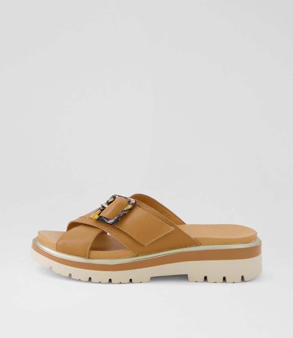 Norne Dark Tan Milk Leather Slides