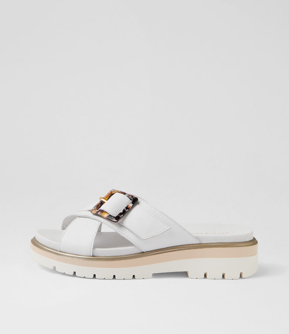 Norne White Milk Leather Slides