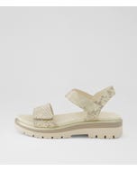 Nolinie Ivory Gold Snake Leather Sandals
