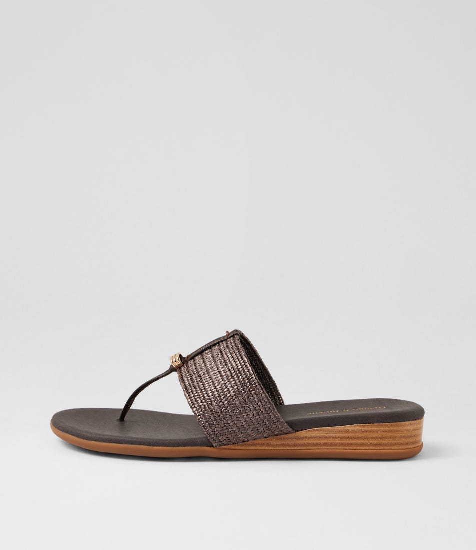 Ofrit Choc Cocoa Leather Elastic Slides