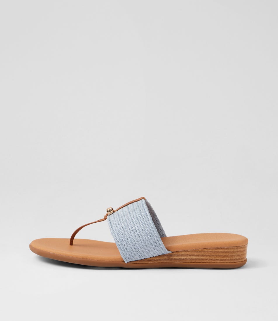 Ofrit Dark Tan Denim Leather Elastic Slides