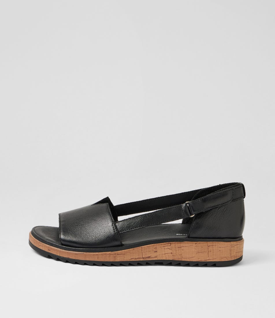 Ofria Black Leather Strappy Sandals