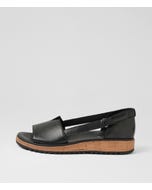 Ofria Black Leather Strappy Sandals