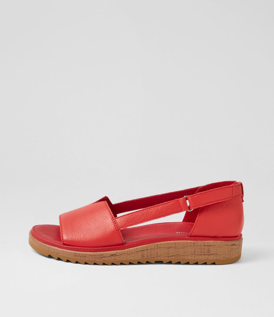 Ofria Red Gum Leather Strappy Sandals