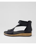 Orfia Black Leather Sandals