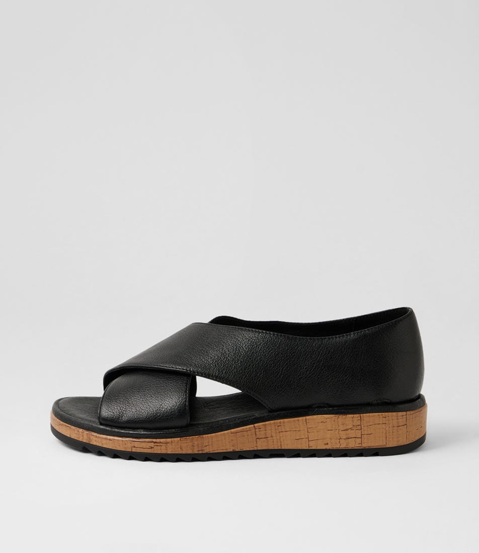 Oula Black Leather Sandals