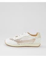 Pieded White Pale Gold Multi Sneakers