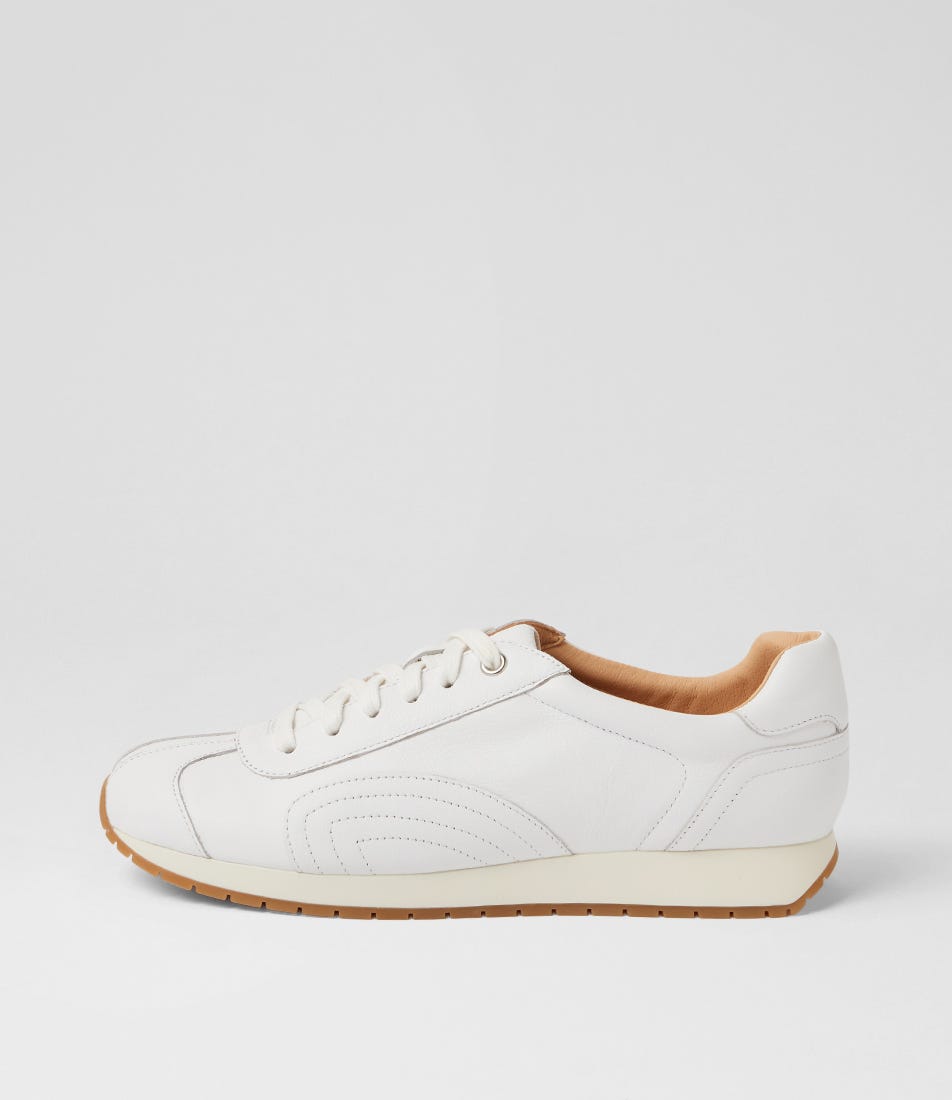 Pooja White Leather Lace Up Sneakers