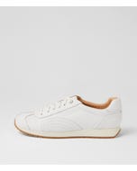 Pooja White Leather Lace Up Sneakers