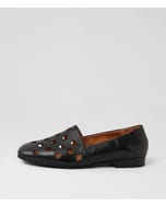 Parvoni Black Leather Flat Shoes
