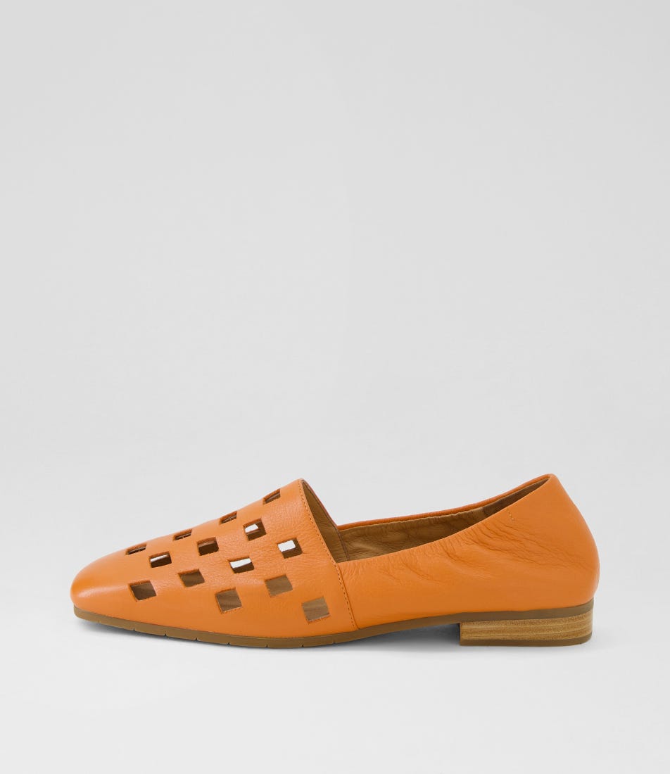 Parvoni Orange Leather Loafers