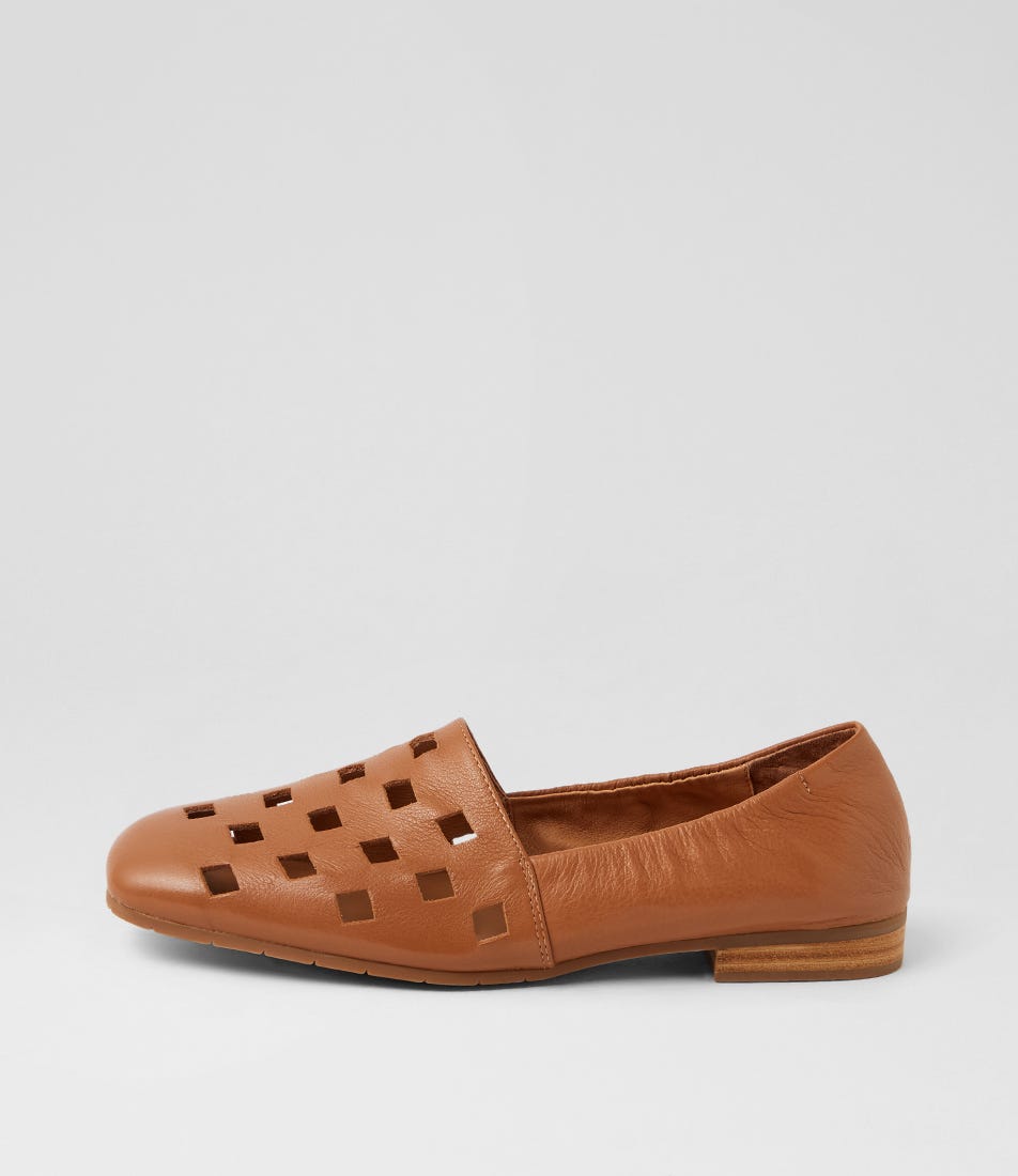 Parvoni Dark Tan Leather Flat Shoes