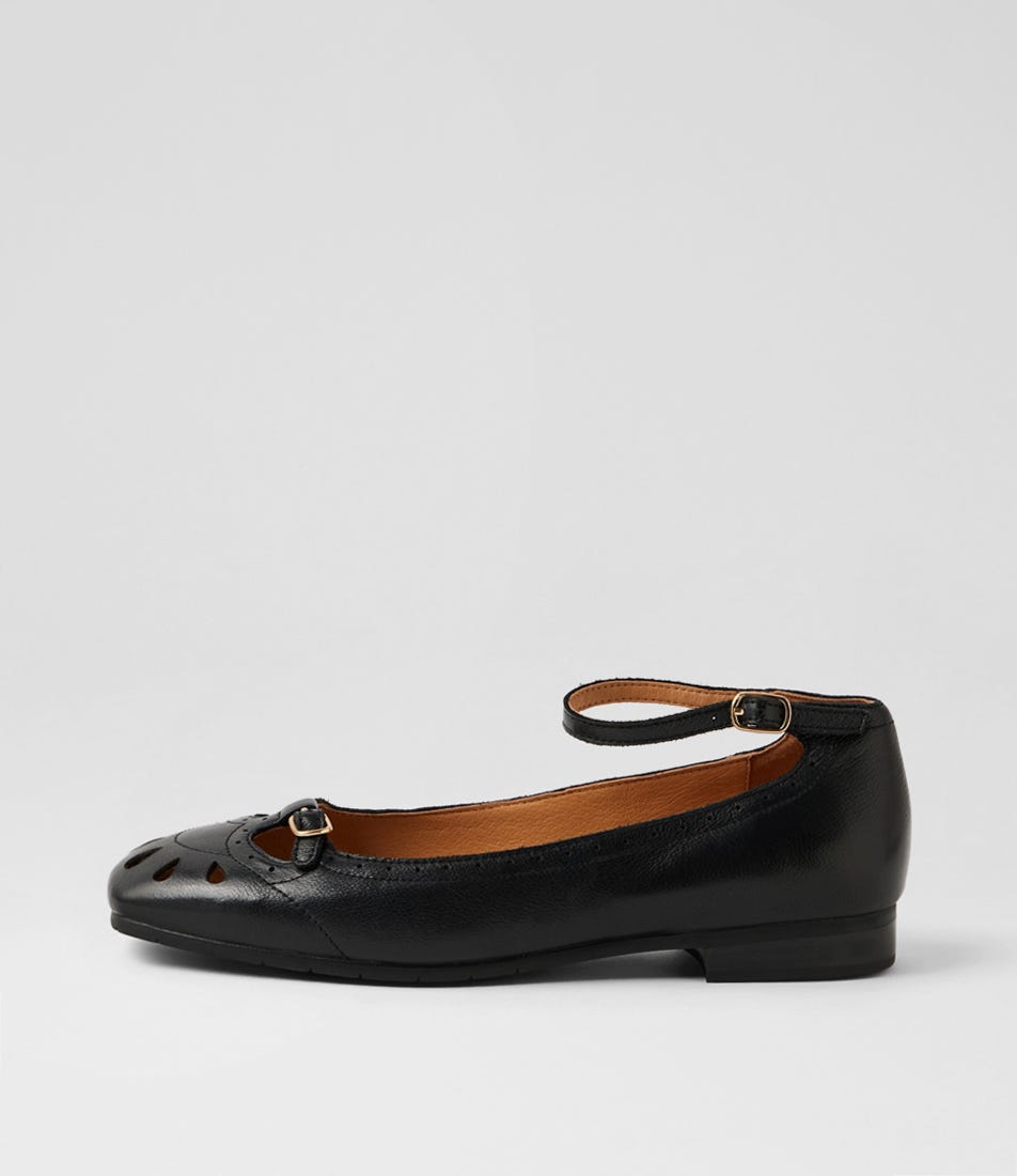 Paladia Black Leather Ballet Flats