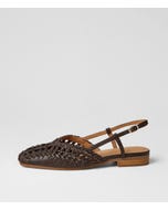 Pranse Choc Leather Slingbacks
