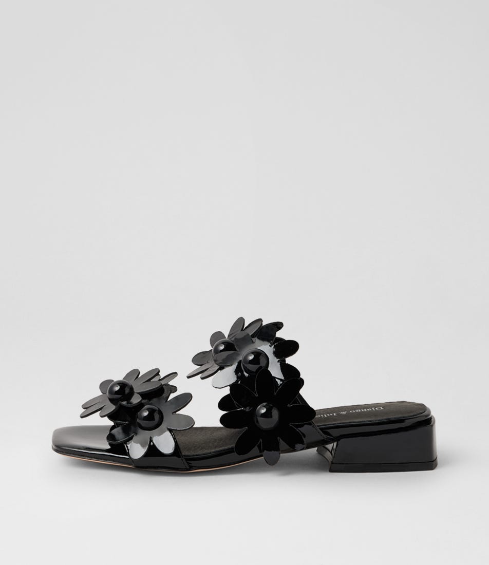 Pamelina Black Patent Leather Sandals