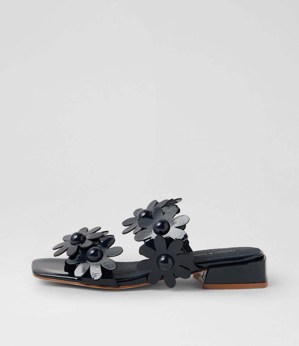 Pamelina Navy Patent Leather Sandals