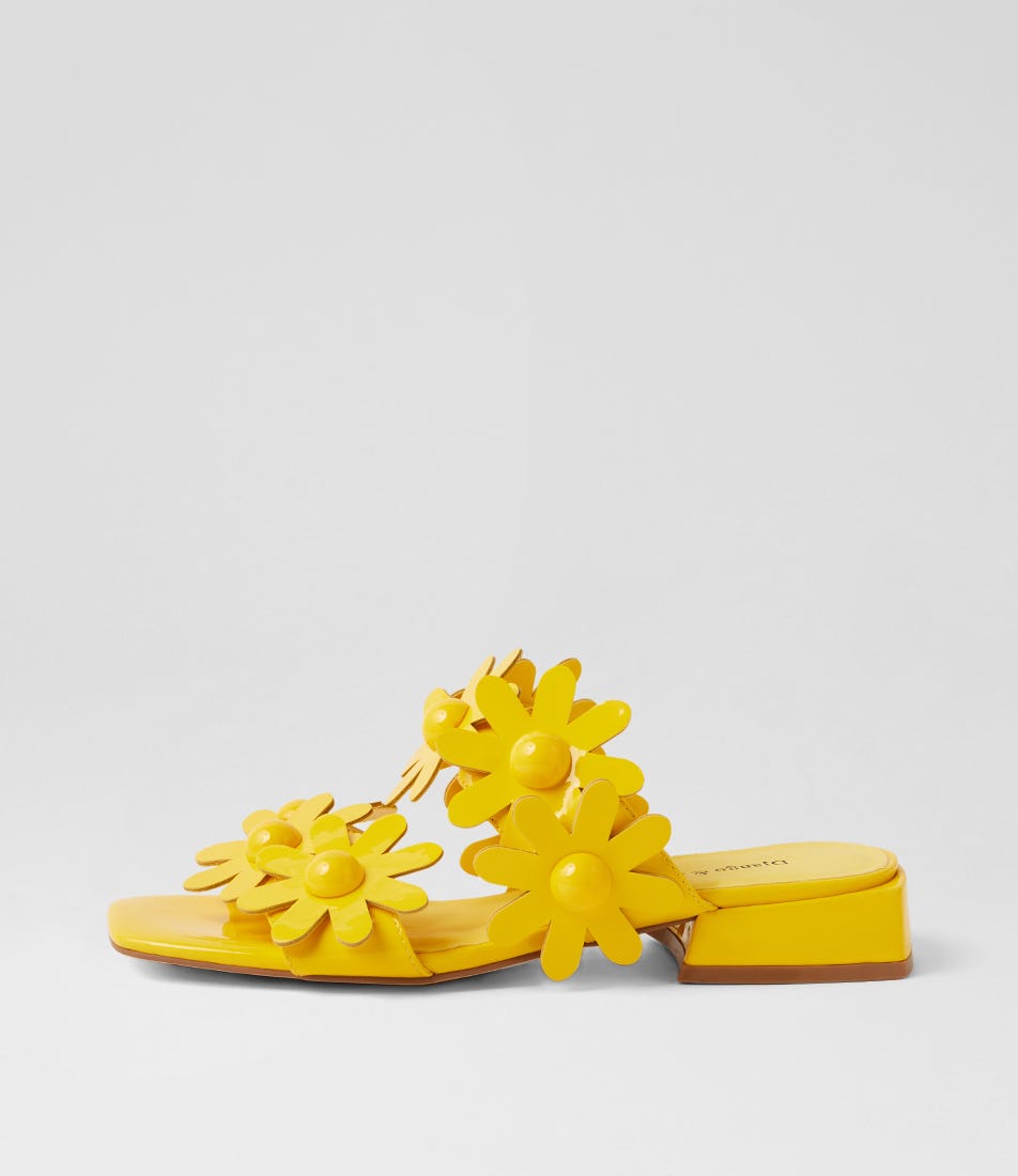 Pamelina Yellow Patent Leather Sandals